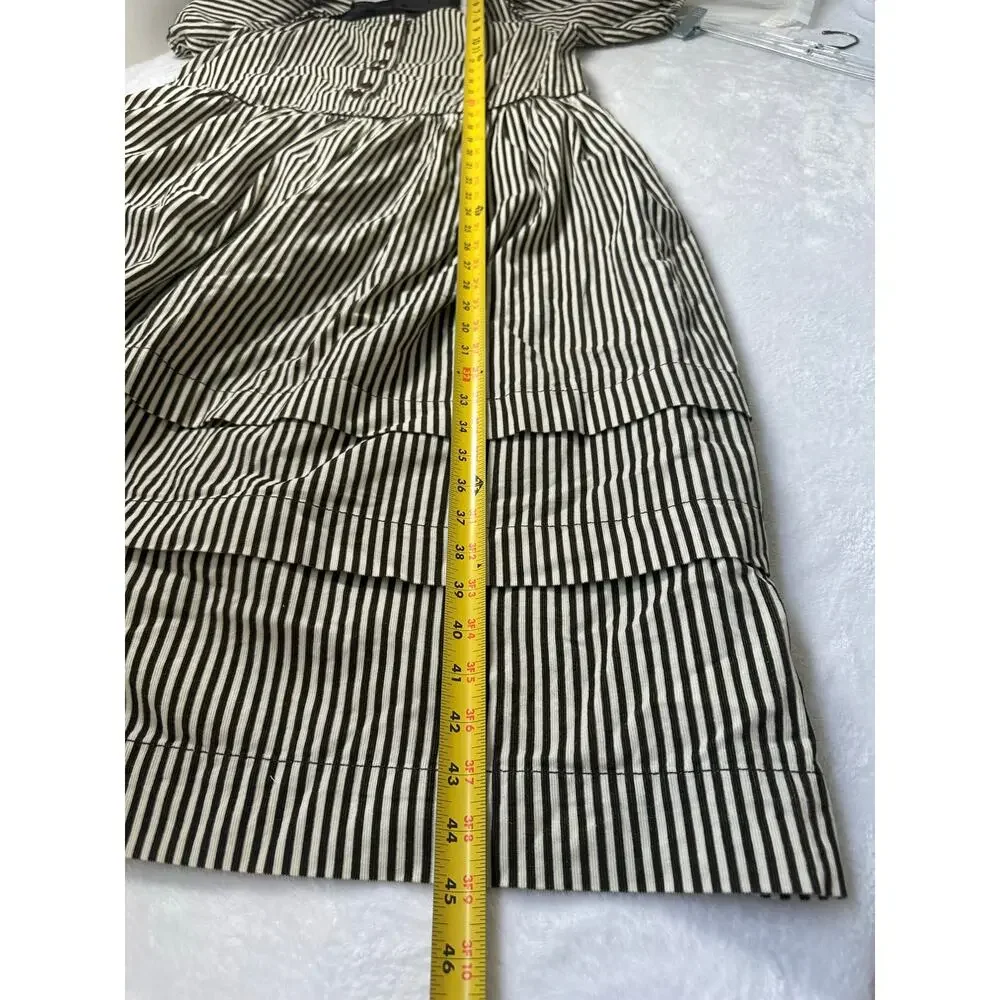 Free People Collier Cord Midi Dress Striped Printed Back Bow Scoop Neck Size S - Picture 7 of 11